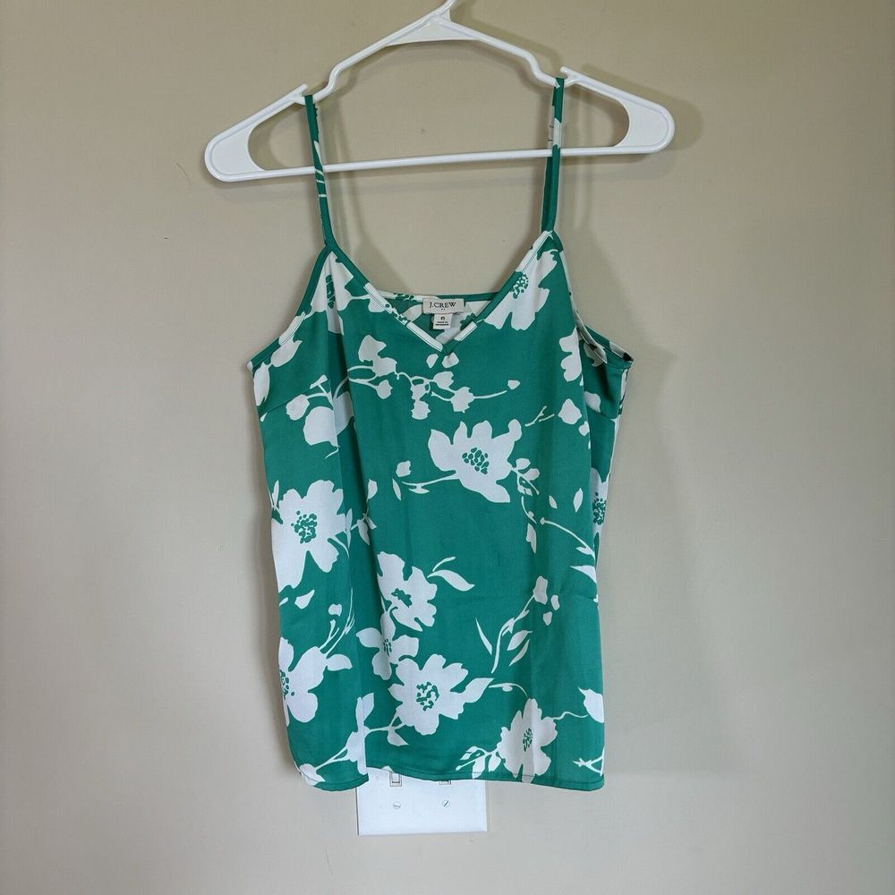 J. Crew SET Satin Back Crepe Midi Skirt‎ & Tank Green Floral Print 6/S - Picture 2 of 14